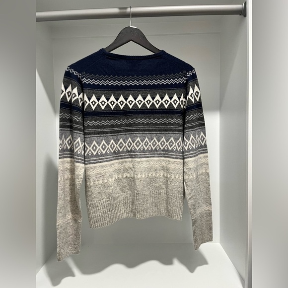 J.Crew Cropped Crewneck Sweater blue fair isle wool blend sweater size XL - Picture 7 of 11